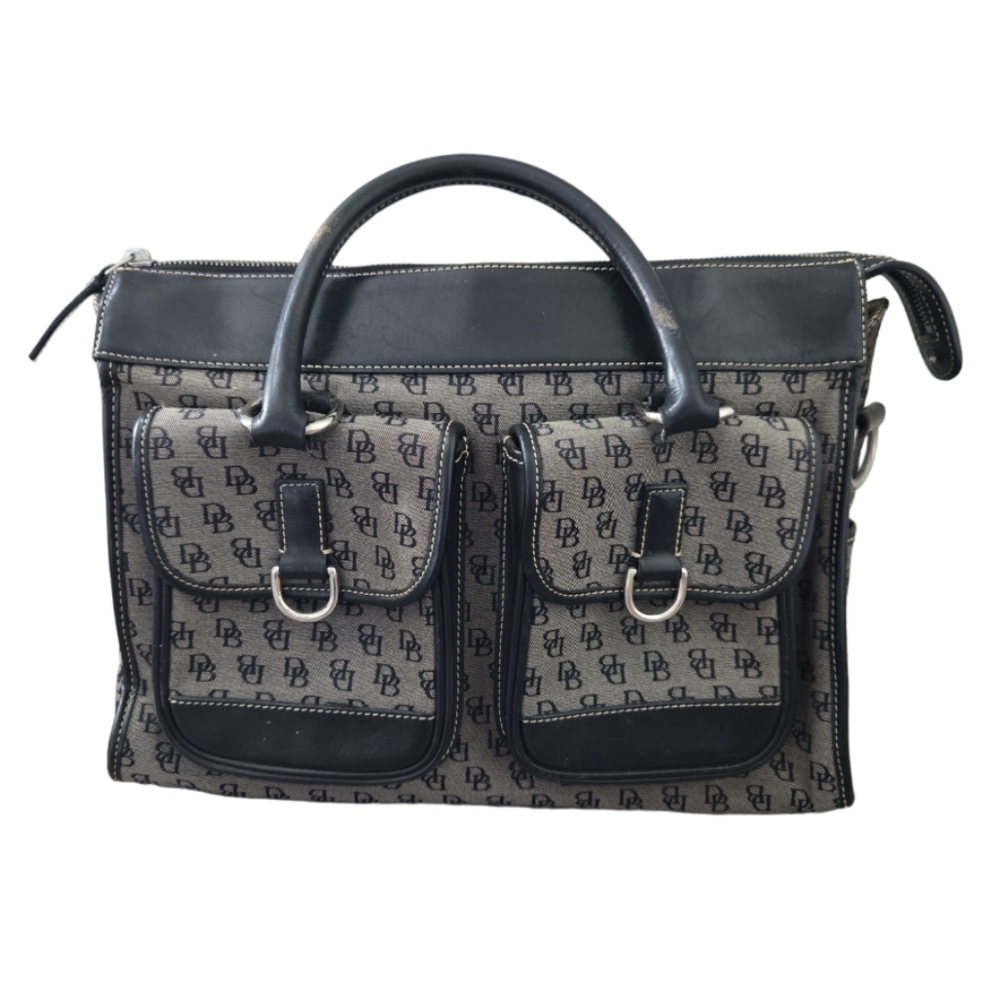 Dooney & Bourke Logo Double Pocket Gray and Black Purse
